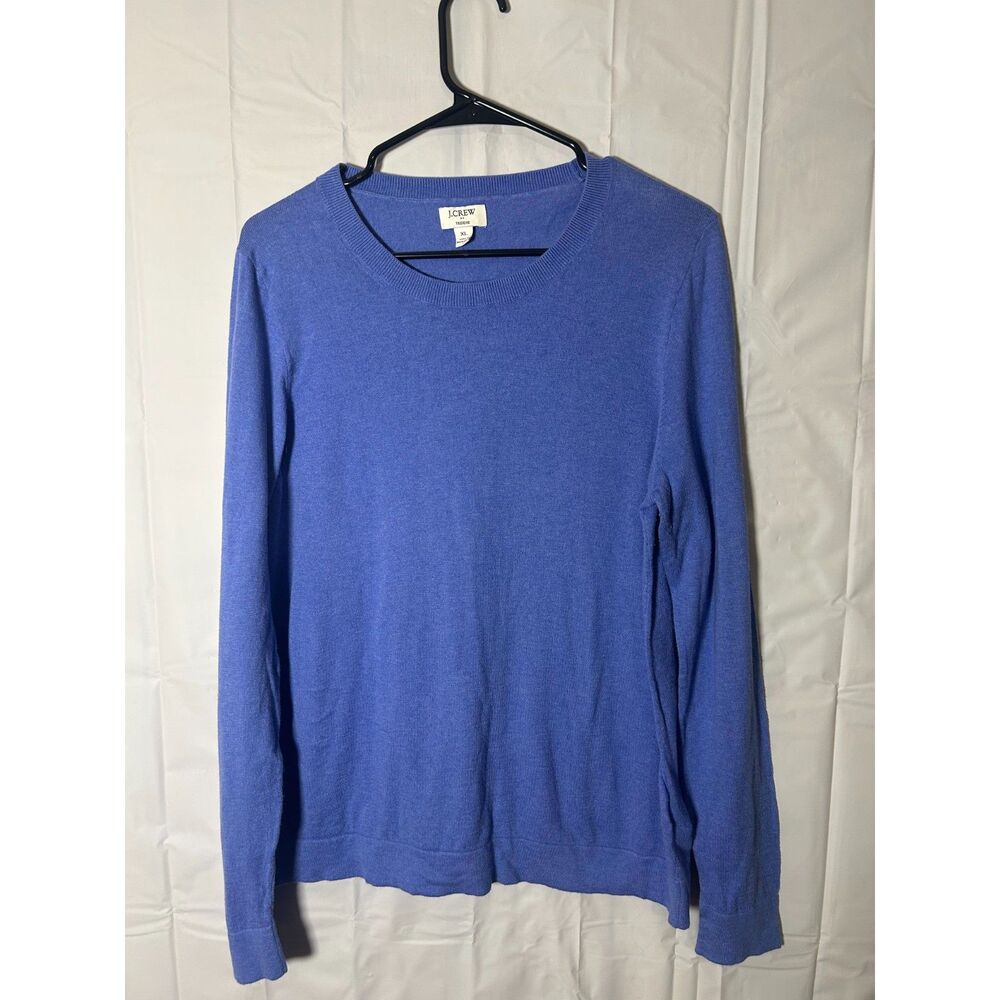 J.Crew Teddie Sweater XL Periwinkle Blue 100% Cotton Crewneck Pullover L1561